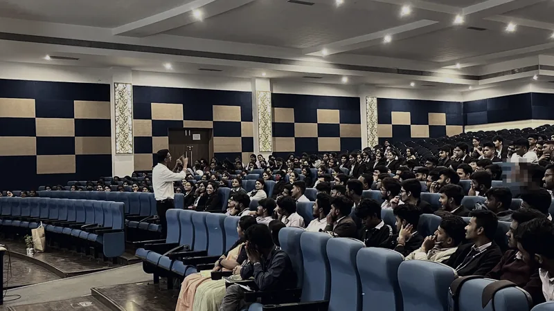 A packed college auditorium during a FLAP session